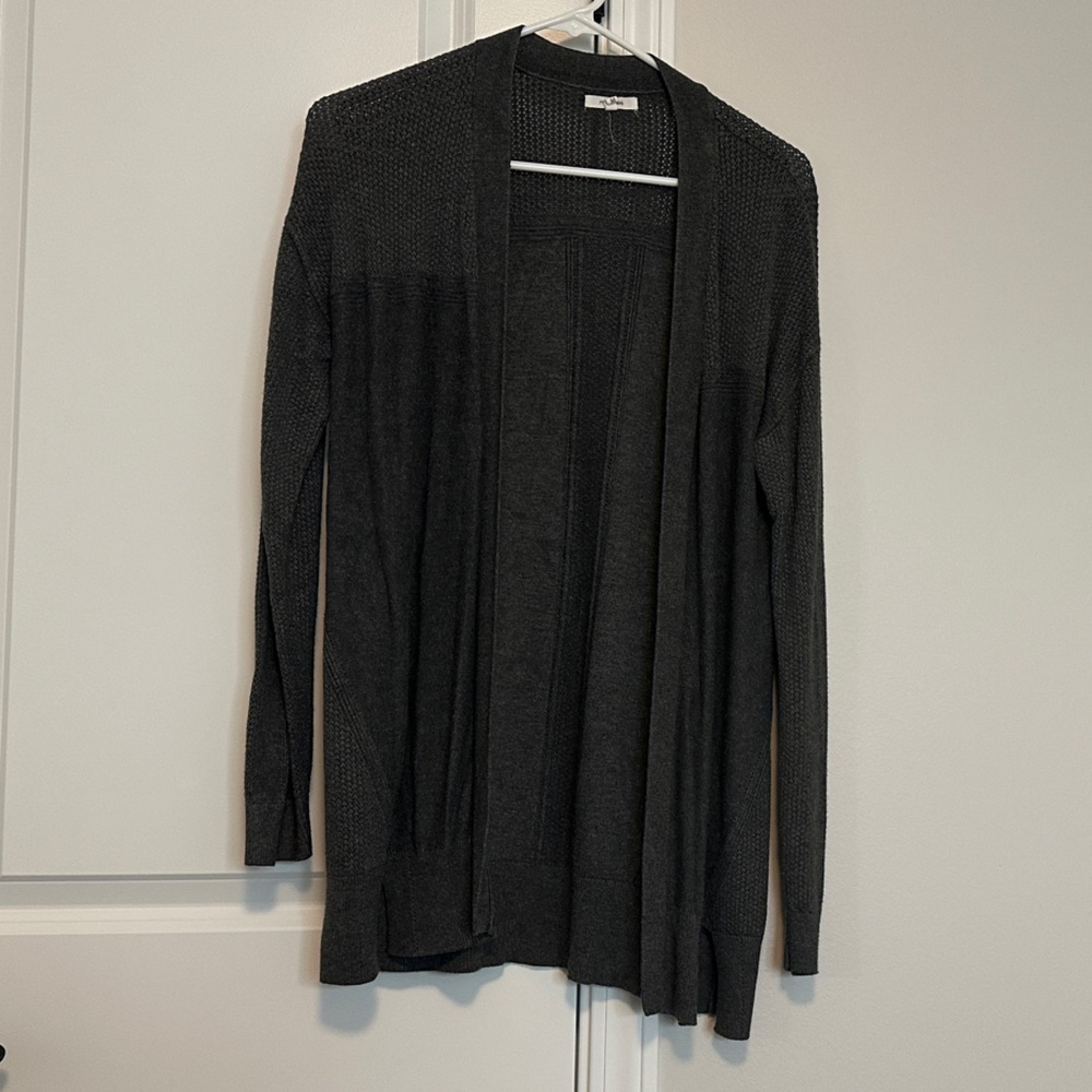 Dark grey Open Front Cardigan